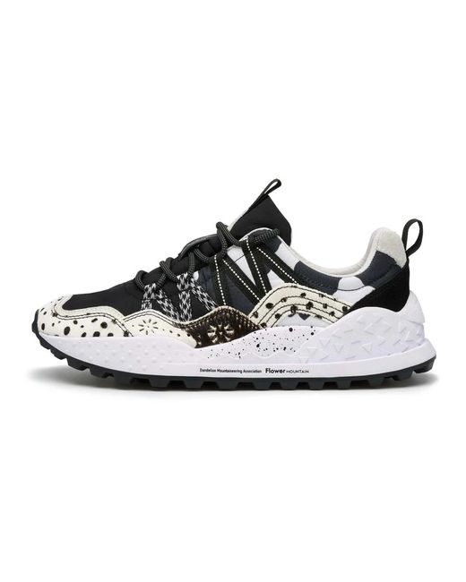 Sneakers in suede e tessuto tecnico washi uni di Flower Mountain in White