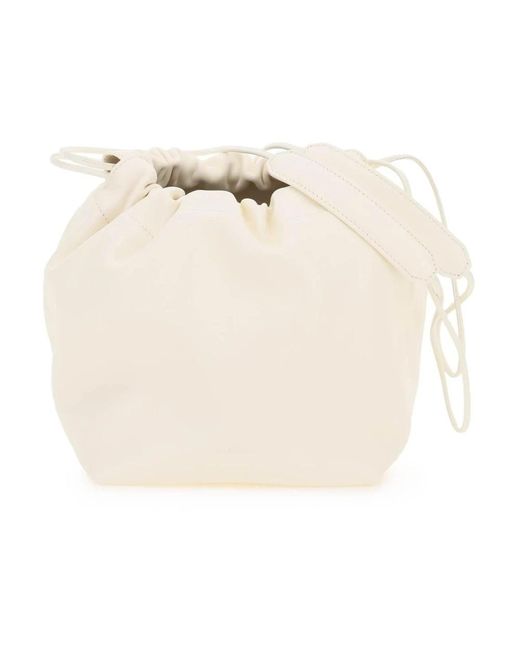 Bolso cubo de cuero nappa con cierre de cordón Jil Sander de color White