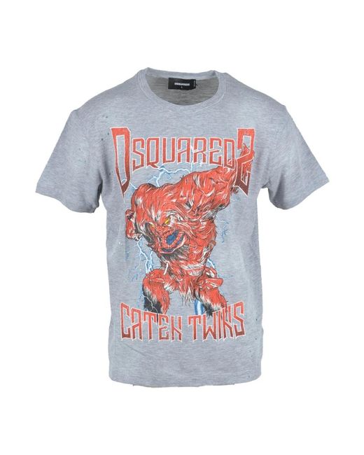 DSquared² Tops ,Grijs ,Katoen Katoenmix T-Shirt in het Blue voor heren