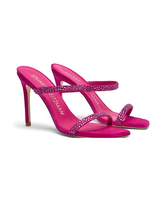 Stuart Weitzman Pink Heeled Mules