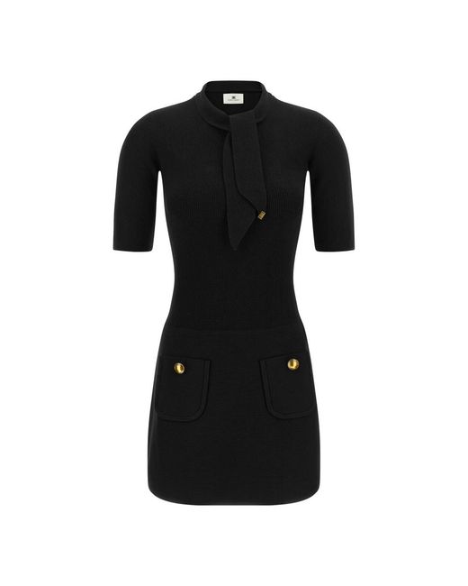 Elisabetta Franchi Black Knitted Dresses