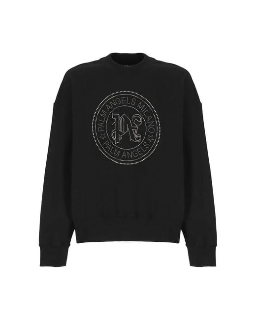 Palm Angels Schwarzer baumwoll-sweatshirt mit logostud in Black für Herren