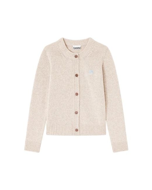 Ganni Truien & Vesten ,Wol Wool Mix Cardigan in het Natural