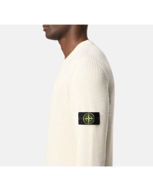 Stone Island White Round-Neck Knitwear for men