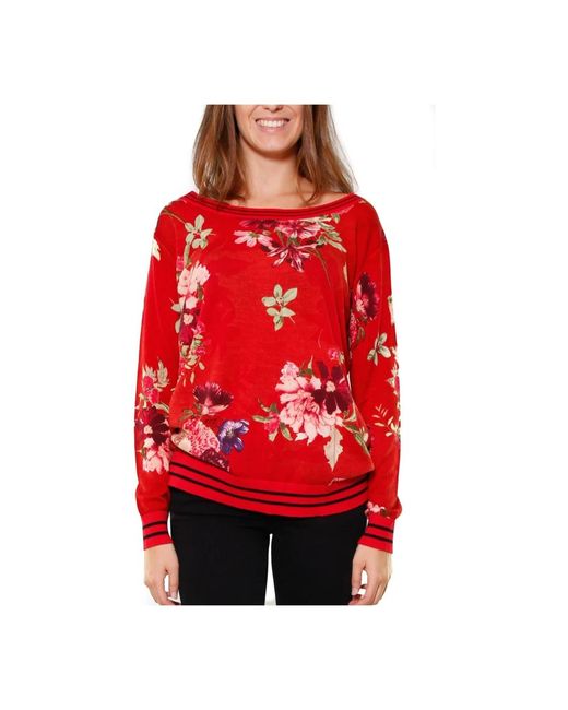 Twinset Truien & Vesten ,Rood ,Wol Gedrukte Wollen Cardigan Met Gestreepte Boorden in het Red