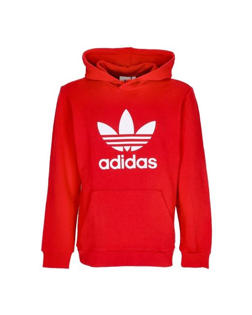 Adidas Hoodies & Sweatvesten ,Rood ,Katoen Trefoil Lichtgewicht Hoodie in het Red voor heren