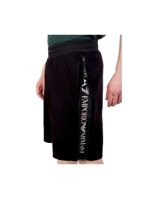 EA7 Black Casual Shorts for men