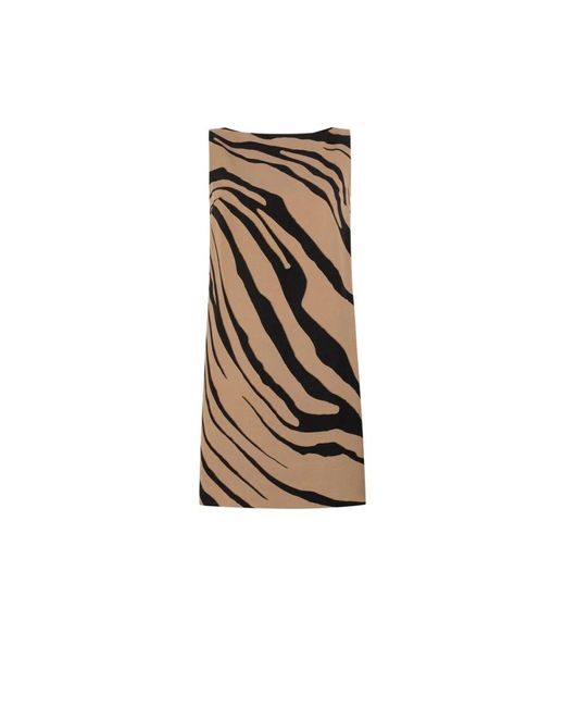 Roberto Cavalli Natural Tiger-print minikleid bootsausschnitt