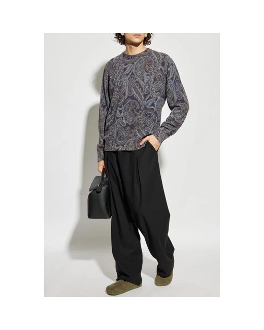 Etro Gray Round-Neck Knitwear for men