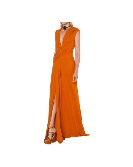 Alberta Ferretti Orange Maxi Dresses