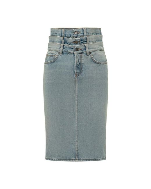 Fiorucci Denim Midi Rok in het Blue