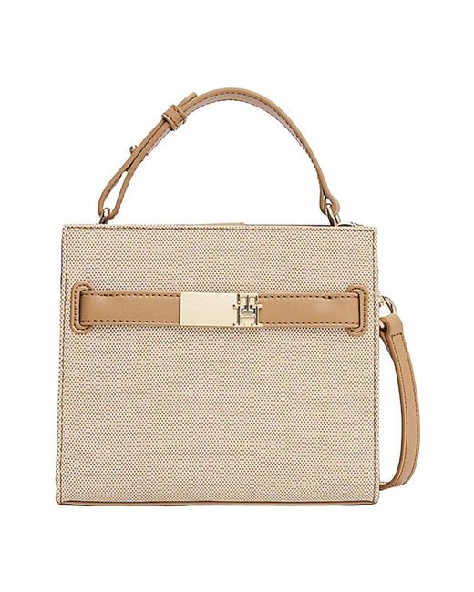 Tommy Hilfiger Natural Canvas Mini Satchel Mit Metallakzenten