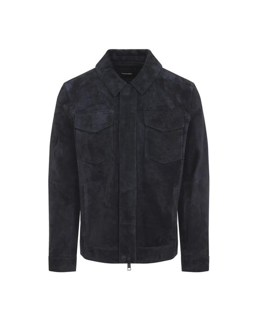 Yves Salomon Blue Leather Jackets for men