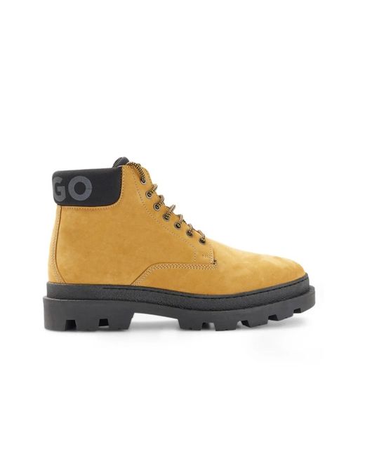 HUGO Yellow Lace-Up Boots for men