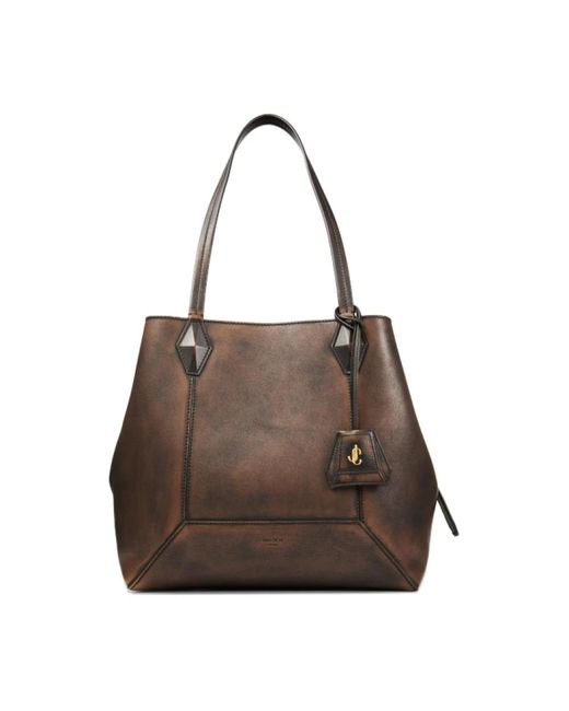 Jimmy Choo Brown Diamant Tote Kalbsleder Tasche
