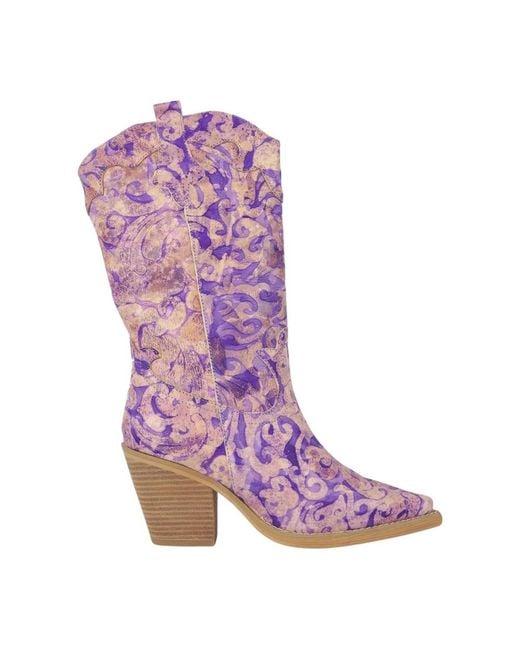 Alma En Pena. Purple Cowboy & Biker Boots