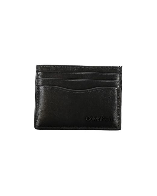 Calvin Klein Accessoires ,Zwart ,Leer Zwarte Leren Portemonnee in het Black voor heren
