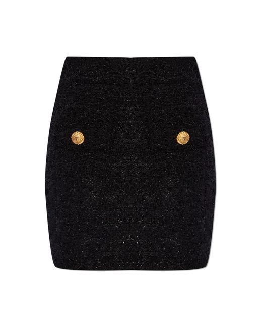 Falda de tweed Balmain de color Black
