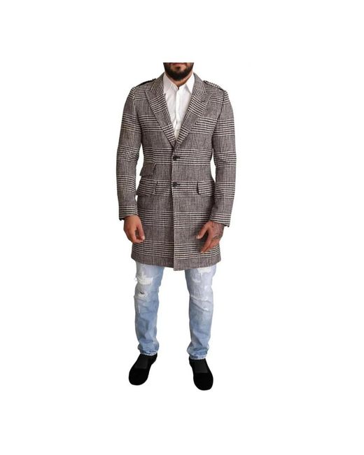 Dolce & Gabbana Gray Single-Breasted Coats for men