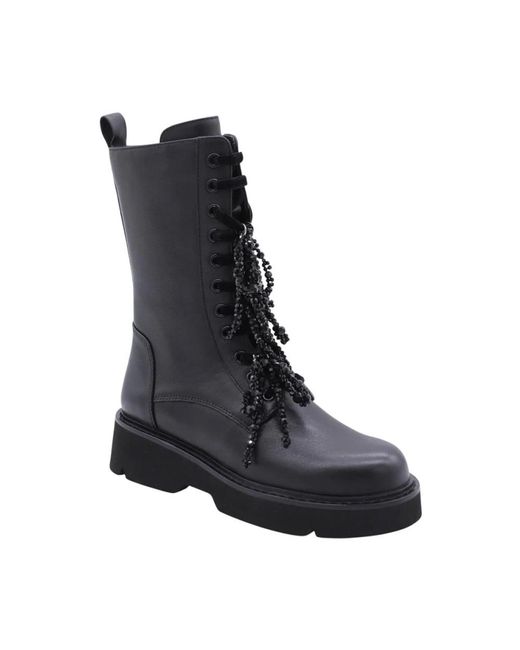 Tosca Blu Black Lace-Up Boots
