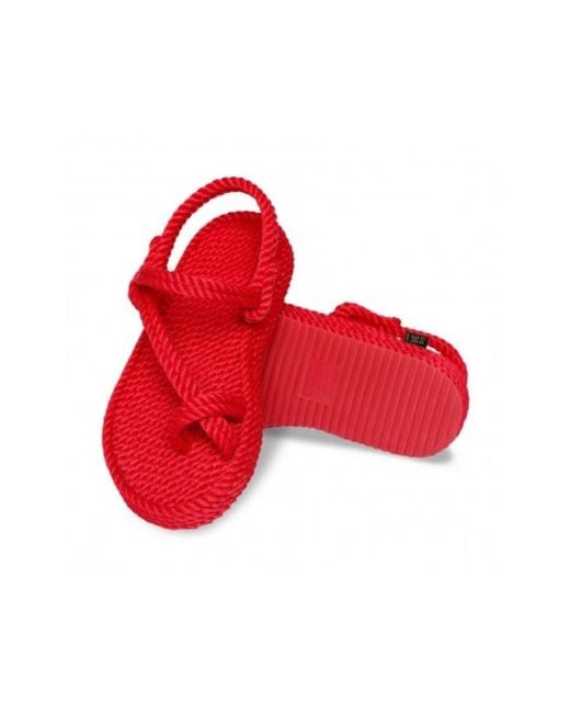 Bohonomad Red Flat Sandals