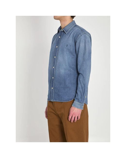 Saint Laurent Blue Denim Shirts for men