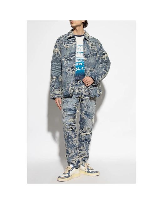 DIESEL Blue Denim Jackets for men