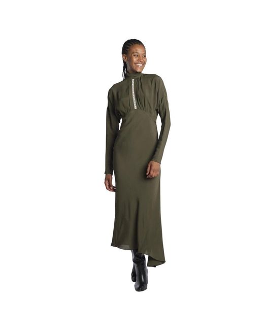 N°21 Green Militärisches spitzen-einsatz longuette-kleid