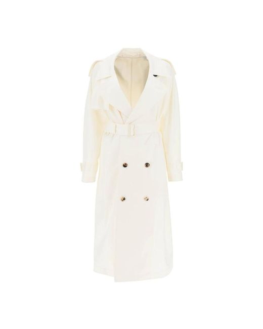 Trench coat in seta di Burberry in White