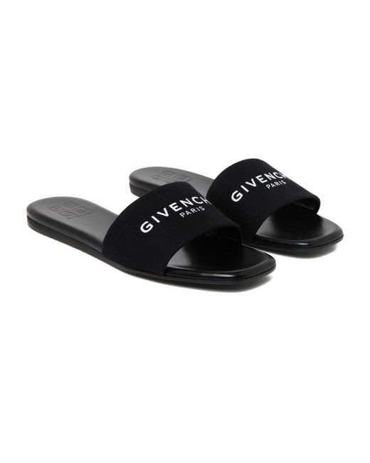 Givenchy Black Canvas slide sandalen mit logo