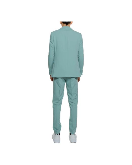 MULISH Blue Single Breasted Suits for men