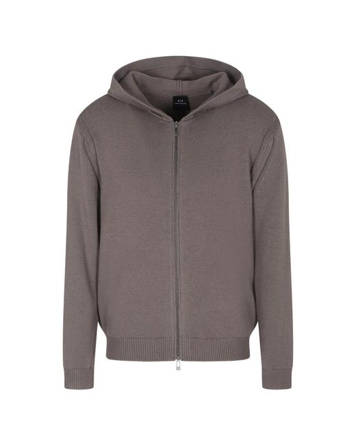 ARMANI EXCHANGE Hoodies & Sweatvesten ,Grijs ,Katoen Hooded Zip Cardigan in het Gray voor heren