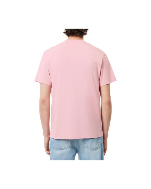 Lacoste Klassisches t-shirt mit kurzen ärmeln in Pink für Herren