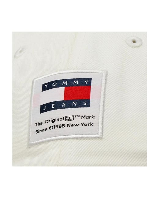 Tommy Hilfiger White Weiße baumwoll-logo-patch-kappe