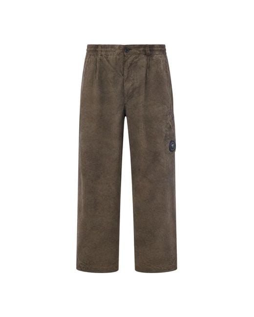 C P Company Gray Straight Trousers for men