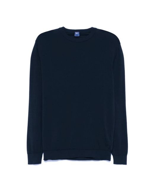 Round-Neck Knitwear di Fedeli in Blue da Uomo
