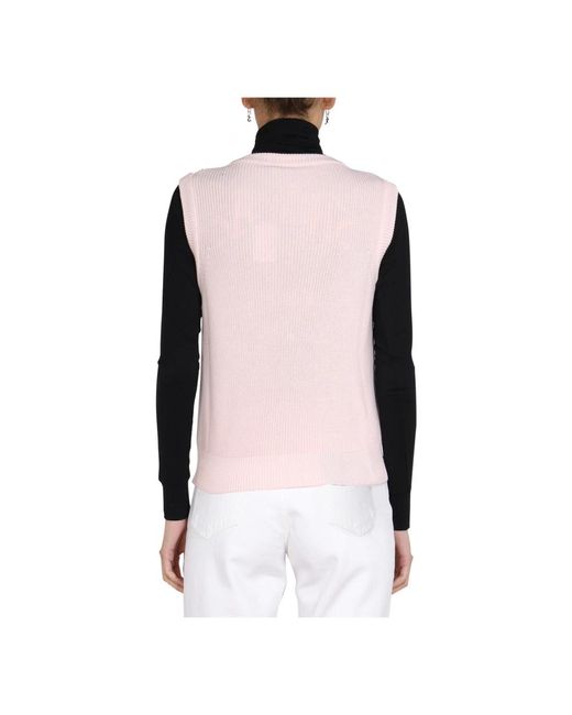 Raf Simons Pink V-Neck Knitwear