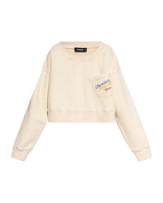 DSquared² Hoodies & Sweatvesten ,Katoen Sweatshirt Capsule Summer Lovers in het Natural