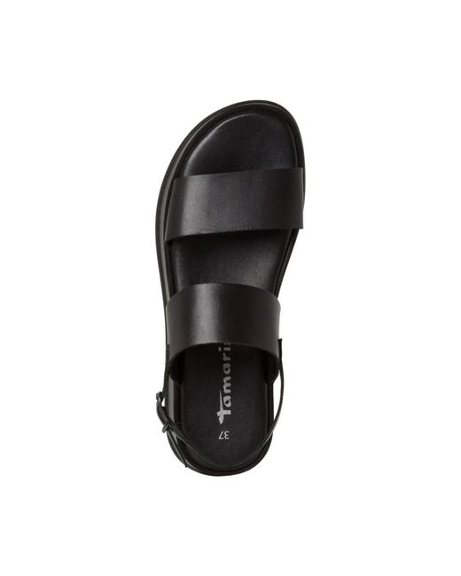 Tamaris Black Schwarze casual offene flache sandalen