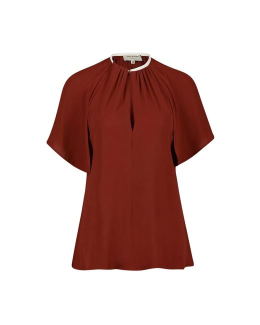 Zeus + Dione Overhemden ,Bruin ,Polyester Azure Cape-Effect Blouse in het Red