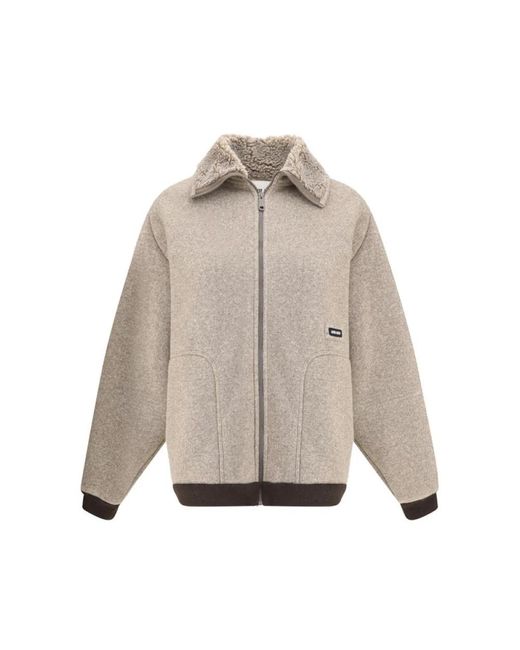 Miu Miu Natural Shearling-Gepolsterte Jacke Mit Melange-Muster