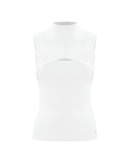 Top in maglia a collo alto con cut-out di Kocca in White