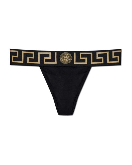 Versace Ondergoed ,Zwart ,Katoen Medusa Greca String in het Black