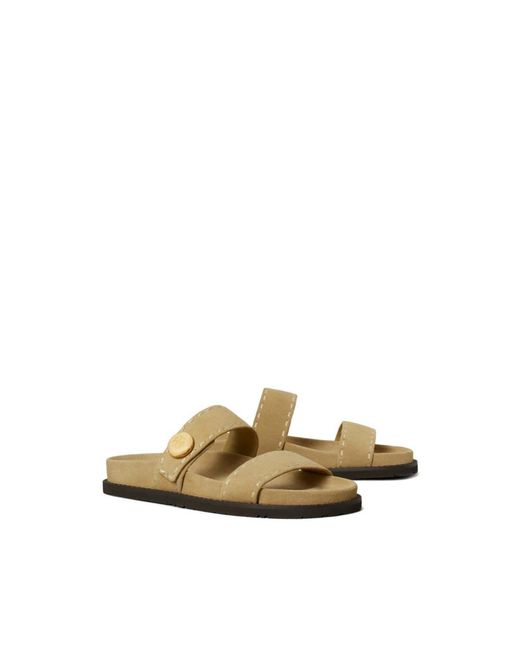 Tory Burch Natural Sliders