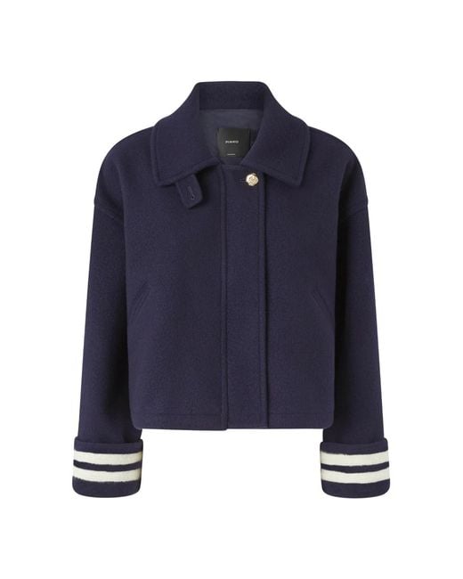 Pinko Blue Short Caban Coat