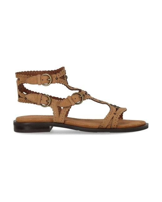 Ash Brown Flat Sandals