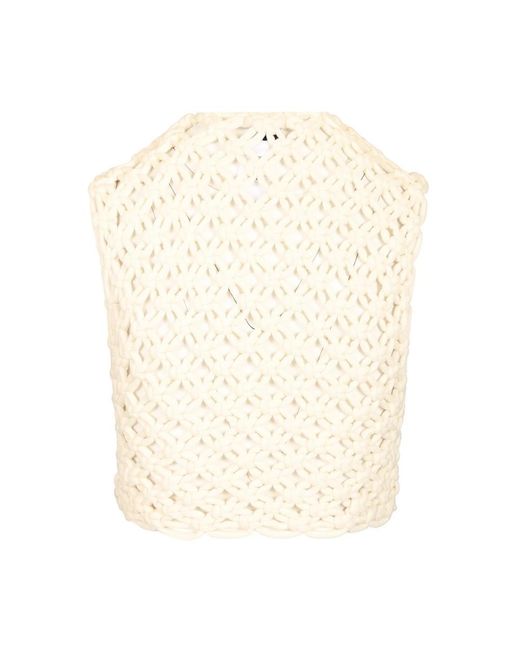 Alaïa Handgeknoopte Top in het Natural