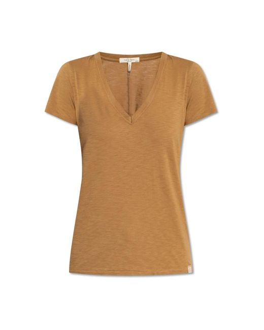 Rag & Bone Tops ,Bruin ,Katoen T-Shirt Van Biologisch Katoen in het Brown
