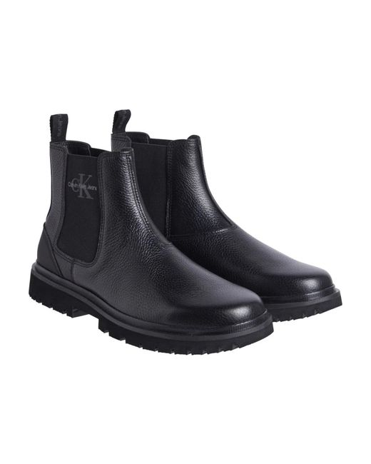 Calvin Klein Black Eva Mid Chelsea Boots Triple for men