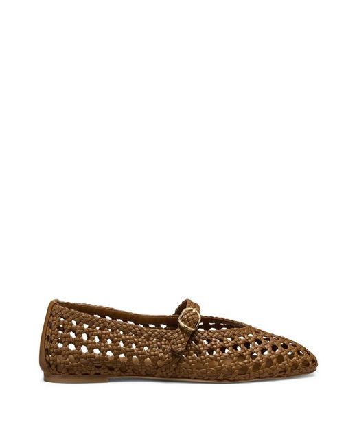 Stuart Weitzman Brown Prima Woven Mary Jane